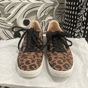 Stuart Weitzman Suede Daryl Leopard Print Sneakers